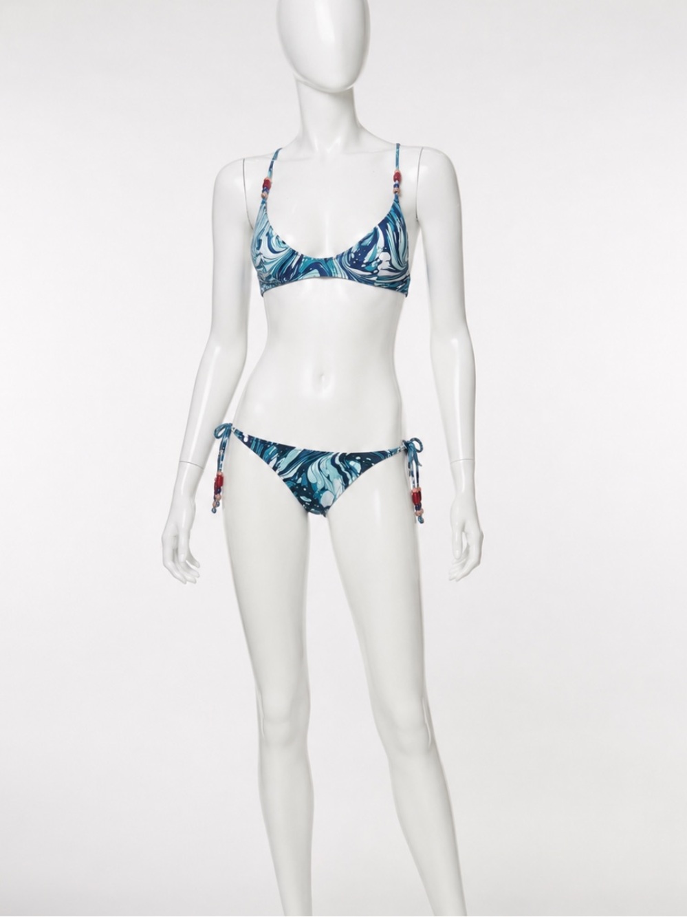 Stella McCartney XS Marbled Blue Triangle Bikini Set $185 NWOT